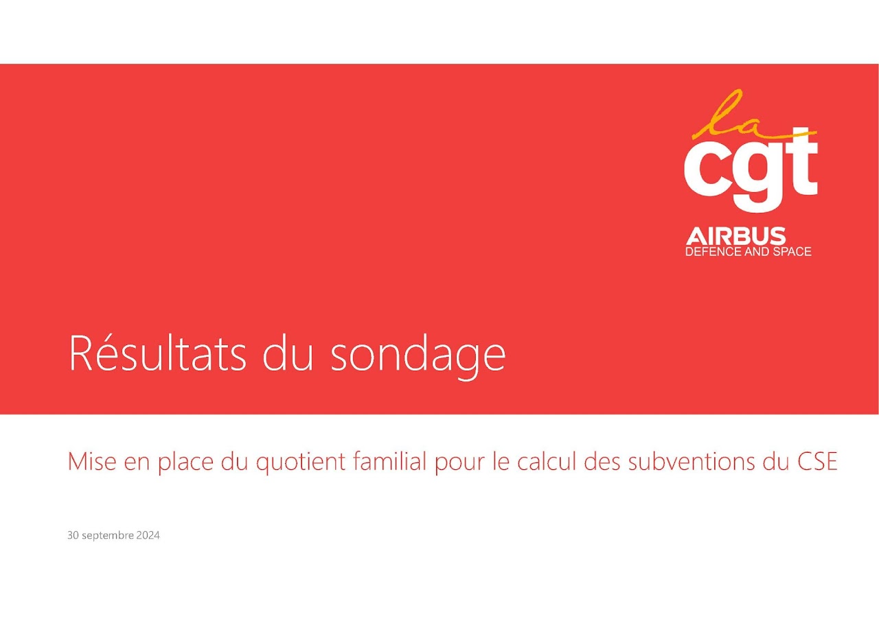 Résultats du sondage : mise en place du quotient familial pour le calcul des subventions du CSE