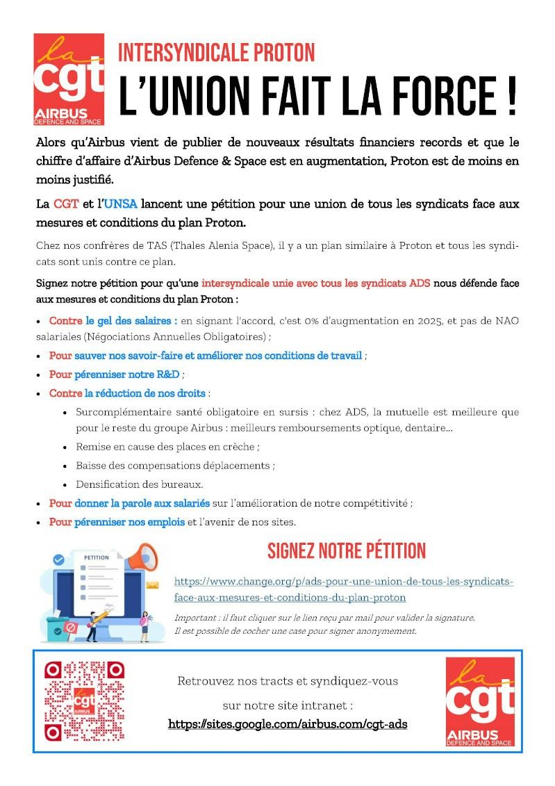 Intersyndicale Proton, l’union fait la force !