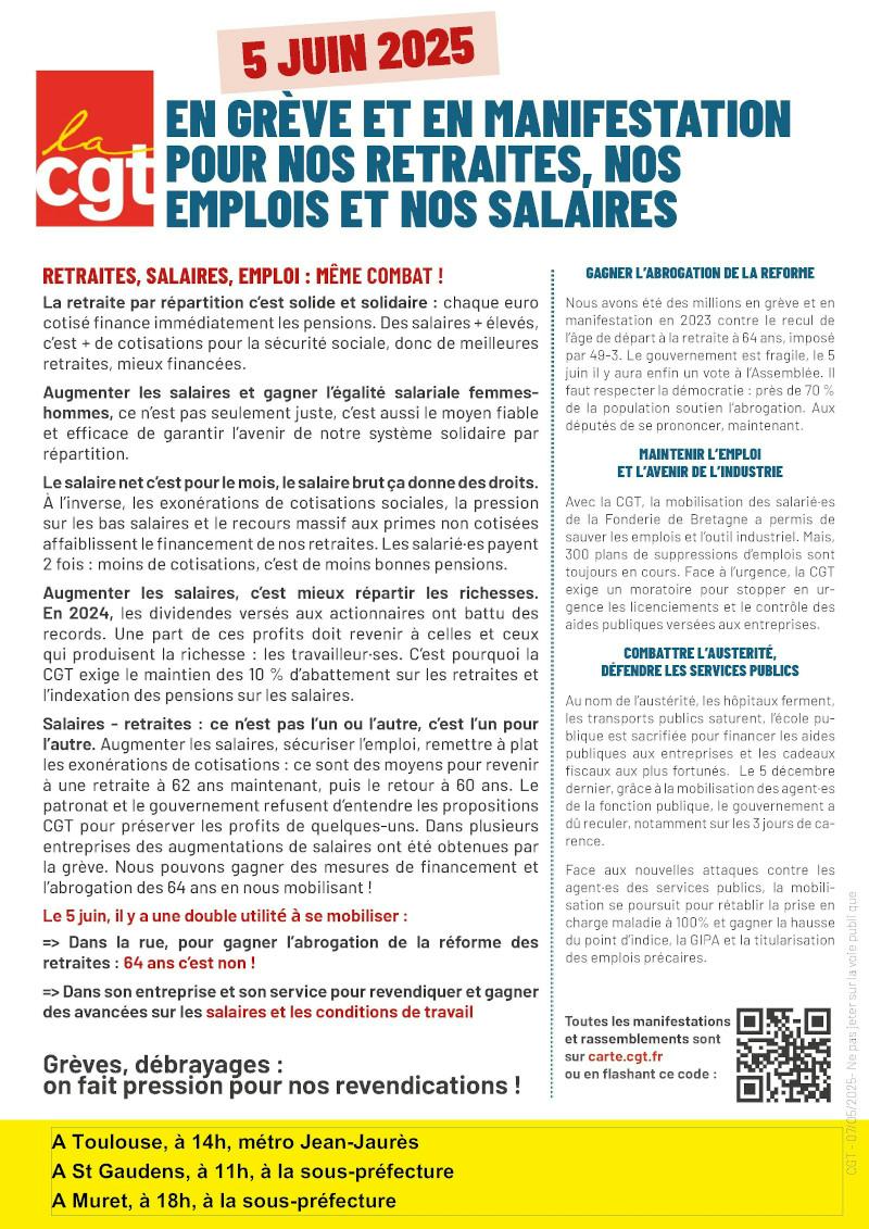 Manifestation jeudi 5 juin 2025