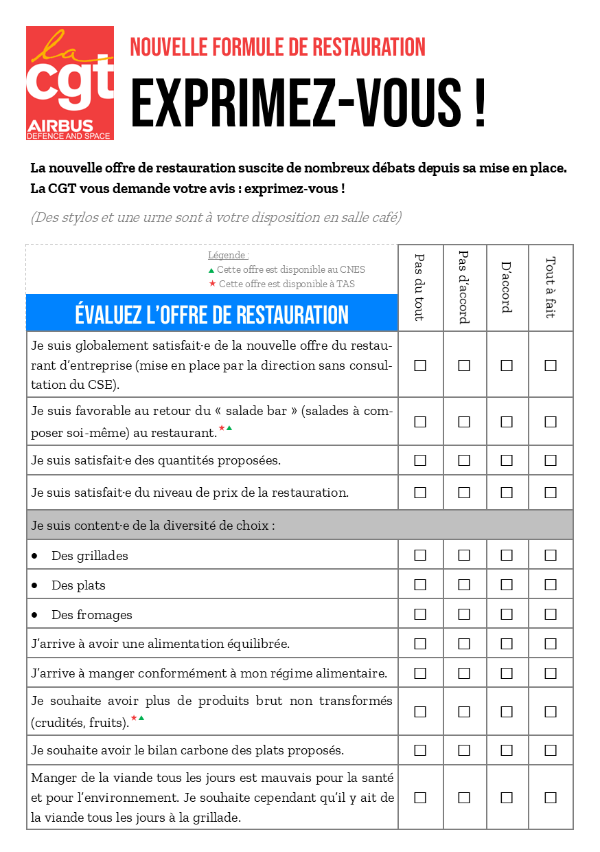 Nouvelle formule de restauration : exprimez-vous !
