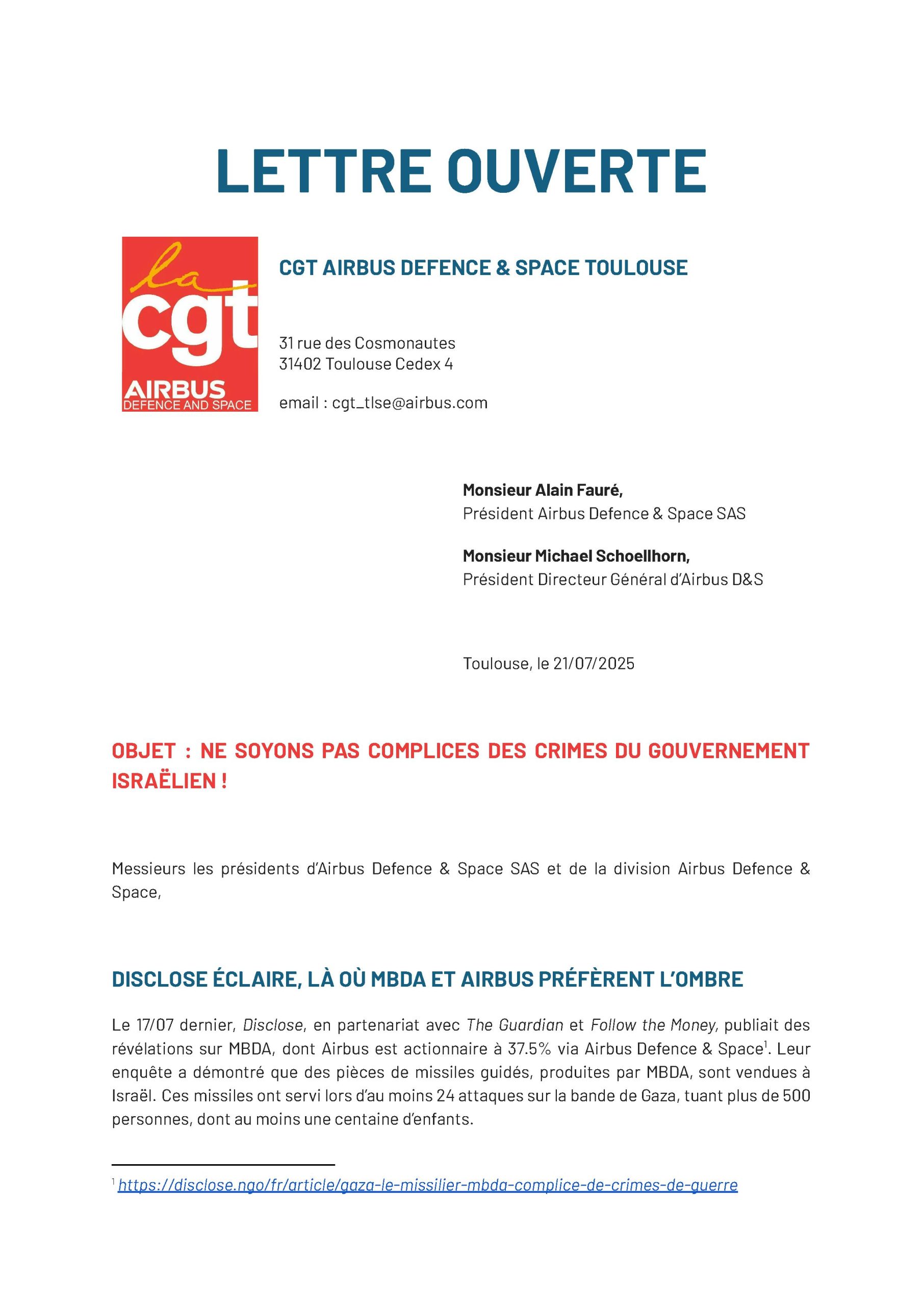 Ne soyons pas complices des crimes du gouvernement israëlien !