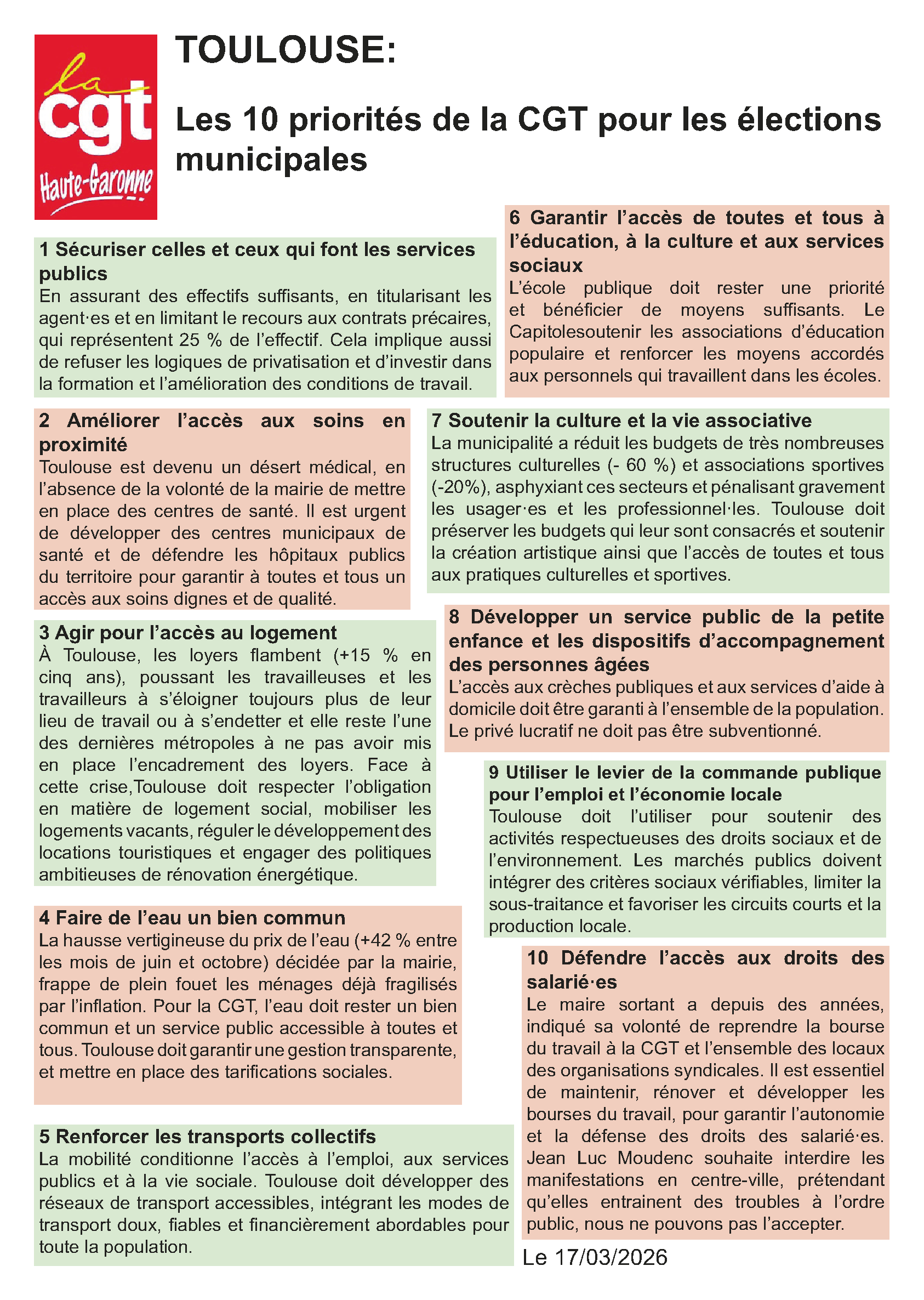 Analyse CGT de l&rsquo;enjeu des municipales